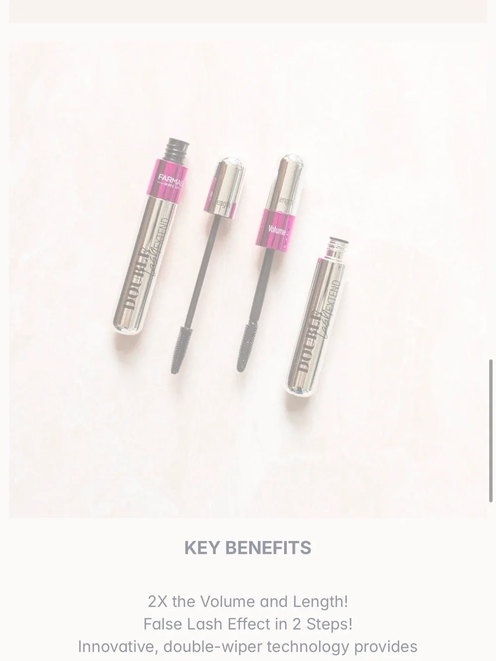 Farmasi Double Lash Extend Mascara — Silver Tube with Pink Accents